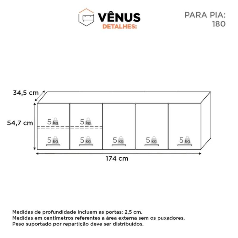 Armário Aéreo De Aço Venus Flat 1.80 Branco 87775 Cozimax - Outros